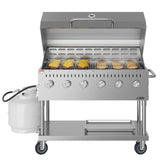 48 in. Commercial Outdoor Propane Gas Grill with Roll Dome Cover, ETL Listed in Stainless-Steel (CGKIT4-48D)